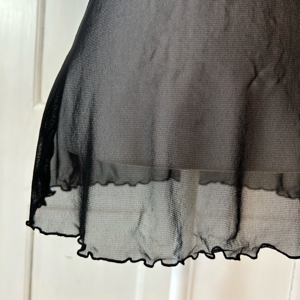 Early 2000’s Candie’s Black Mesh Chemise with Lace Trim and a Pink Bow size S - Picture 6 of 10